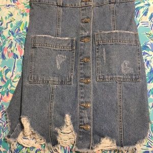 Denim Jean overalls skirt!